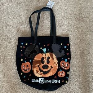 🎃NWT Walt Disney World Halloween Sequin Mickey Mouse Pumpkin Tote Bag🎃